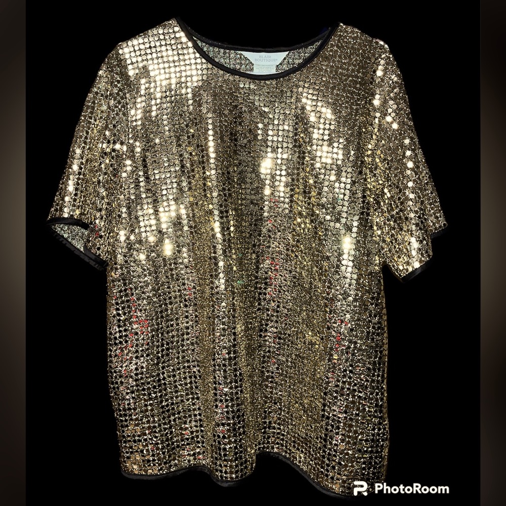 Blair Boutique - VTG 80’s! Gold metallic discs made in the USA paper tag.